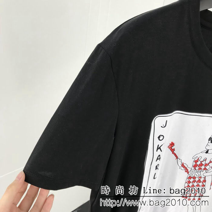 FENDI芬迪 19ss新款短袖 撲克牌老佛爺印花主題 黑色兩色 男女同款 ydi2291